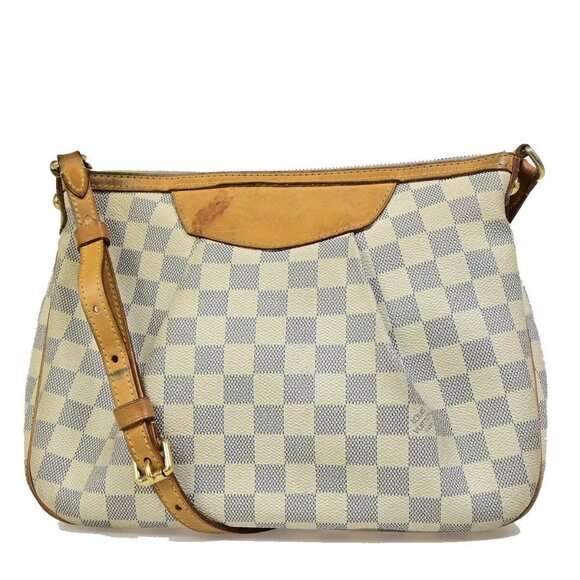 LOUIS VUITTON Siracusa PM Shoulder Bag Damier Azur Leather White N41113 82KB130 - Picture 1 of 14